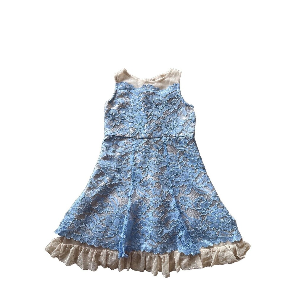 NWT Zunie Girls 5 Periwinkle Lace Sleeveless Dress NEW